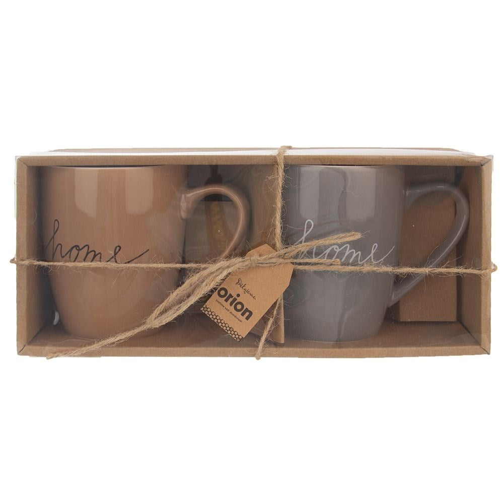 Set of 2 cups with handle and unique decoration in gift box