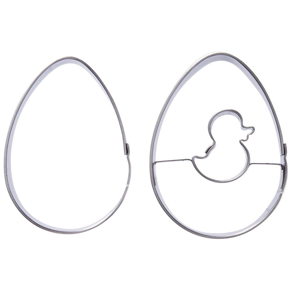 Set of 2 egg-shaped cake tins in stainless steel