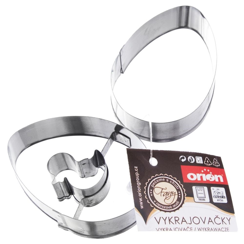 Set of 2 egg-shaped cake tins in stainless steel