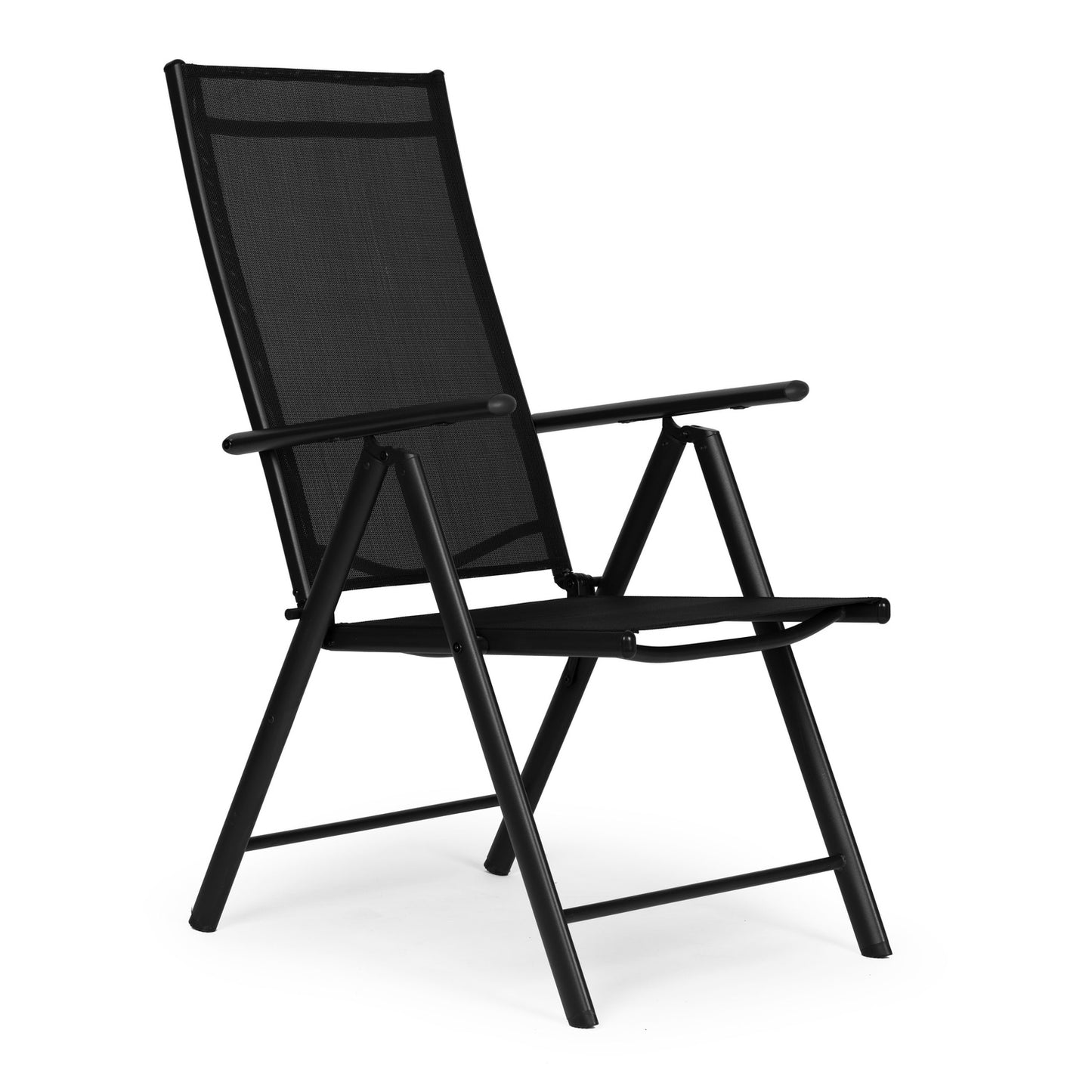 Set of 2 foldable steel garden chairs with adjustable backrest ModernHome - black