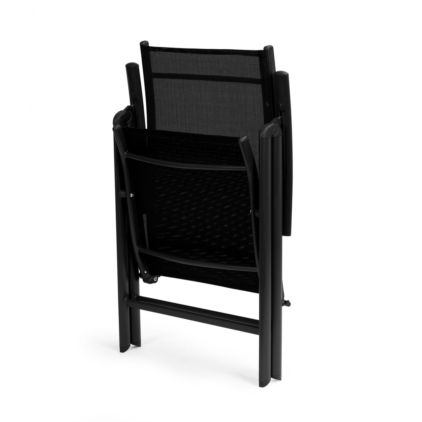 Set of 2 foldable steel garden chairs with adjustable backrest ModernHome - black