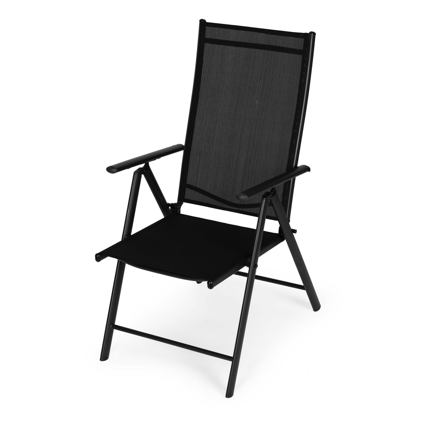 Set of 2 foldable steel garden chairs with adjustable backrest ModernHome - black