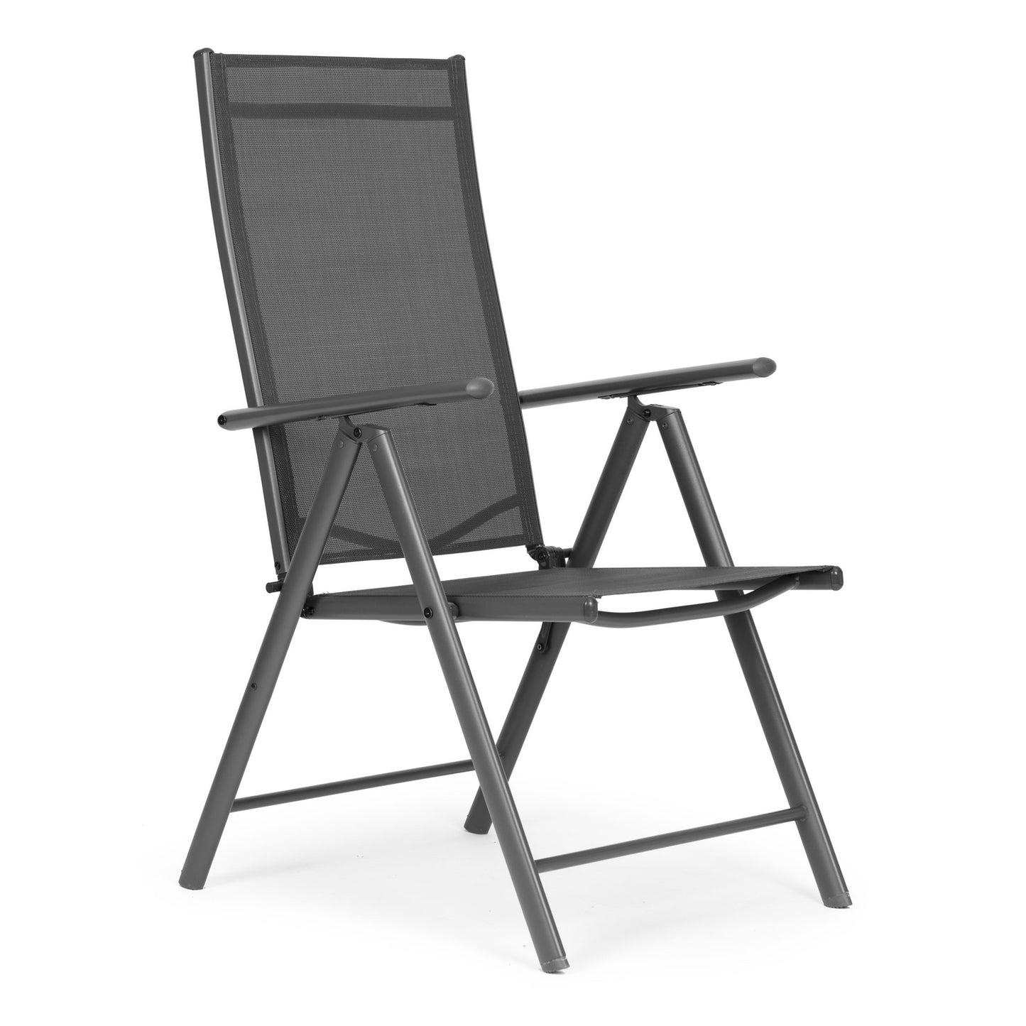 Set of 2 foldable steel garden chairs with adjustable backrest MultiGarden - gray