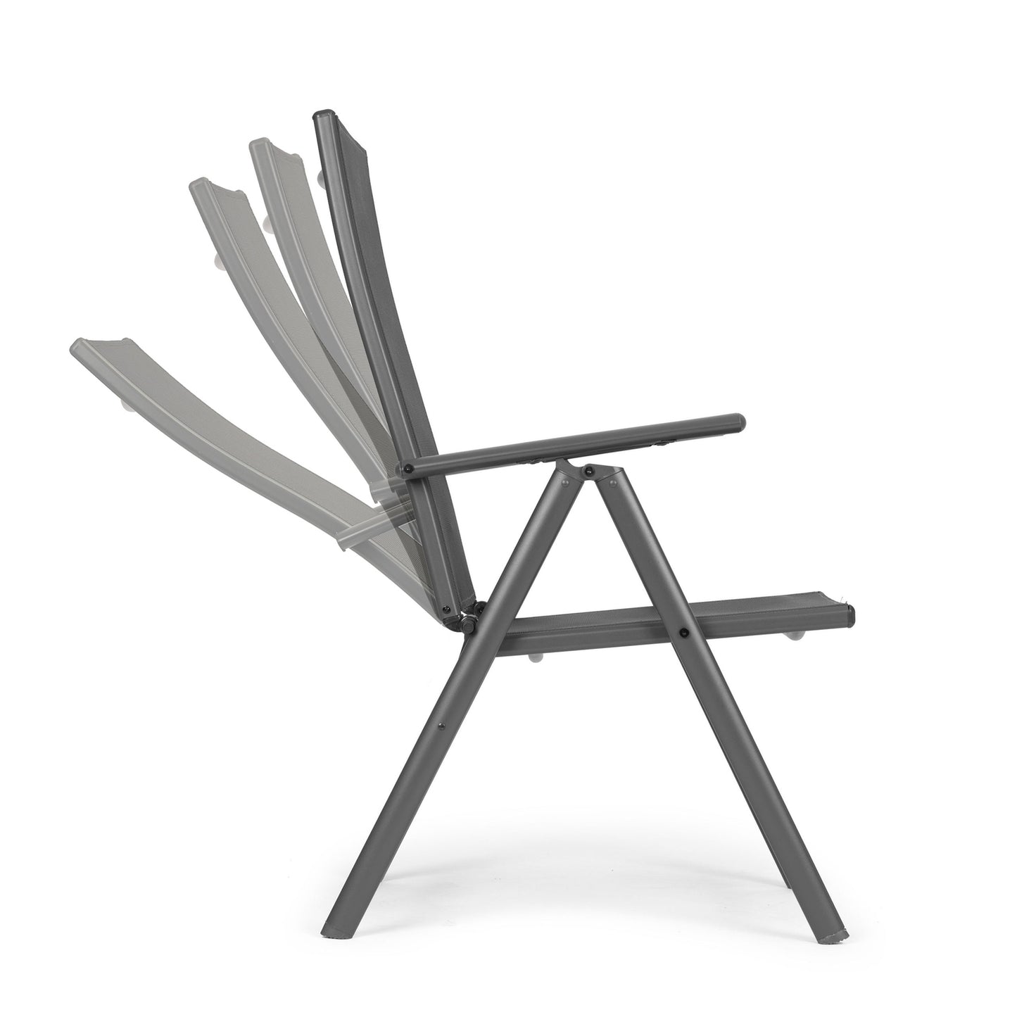 Set of 2 foldable steel garden chairs with adjustable backrest MultiGarden - gray