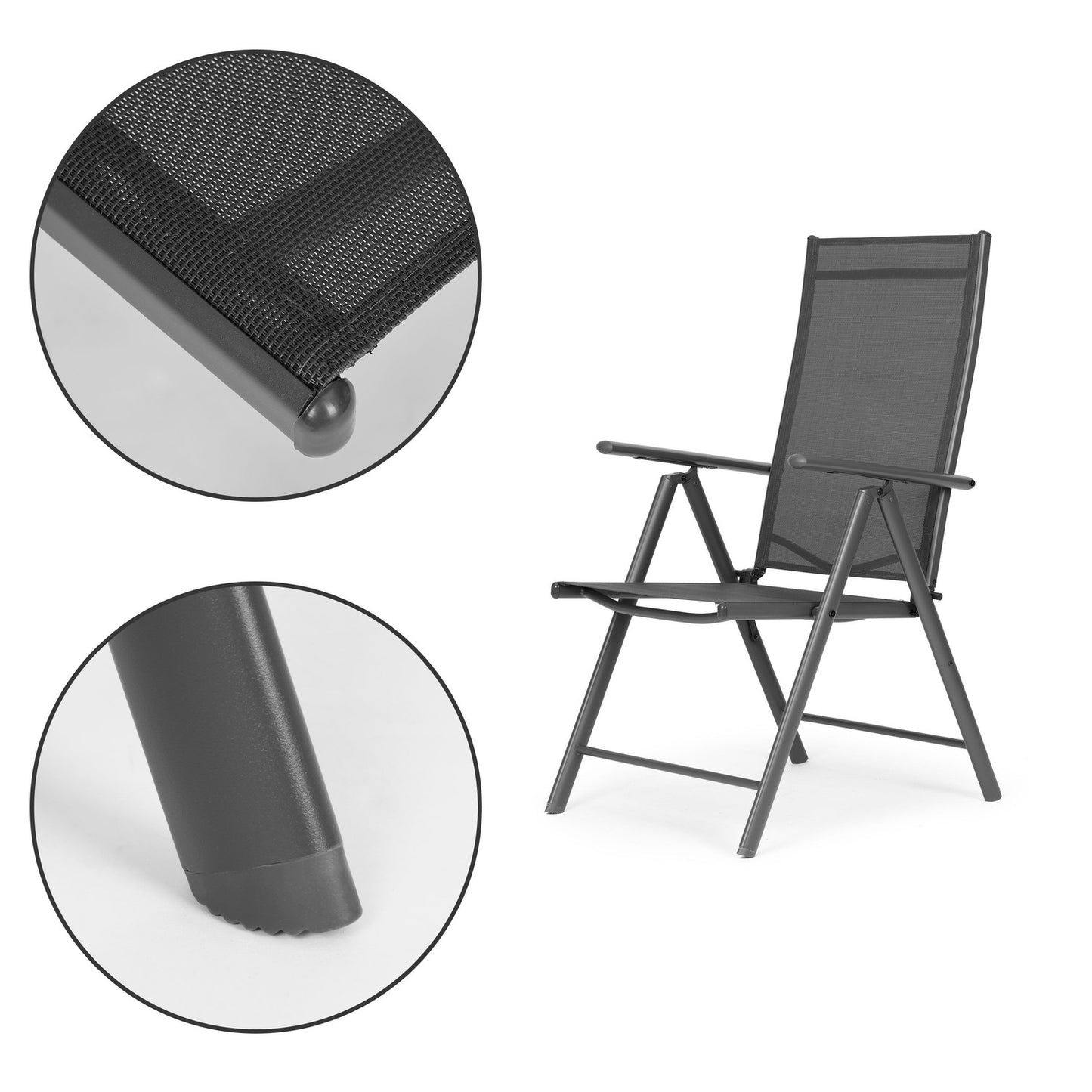 Set of 2 foldable steel garden chairs with adjustable backrest MultiGarden - gray