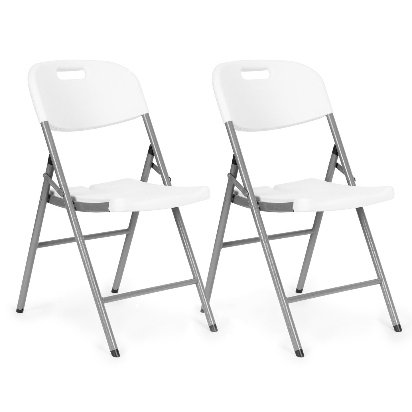 Set of 2 folding chairs, HDPE material, white color
