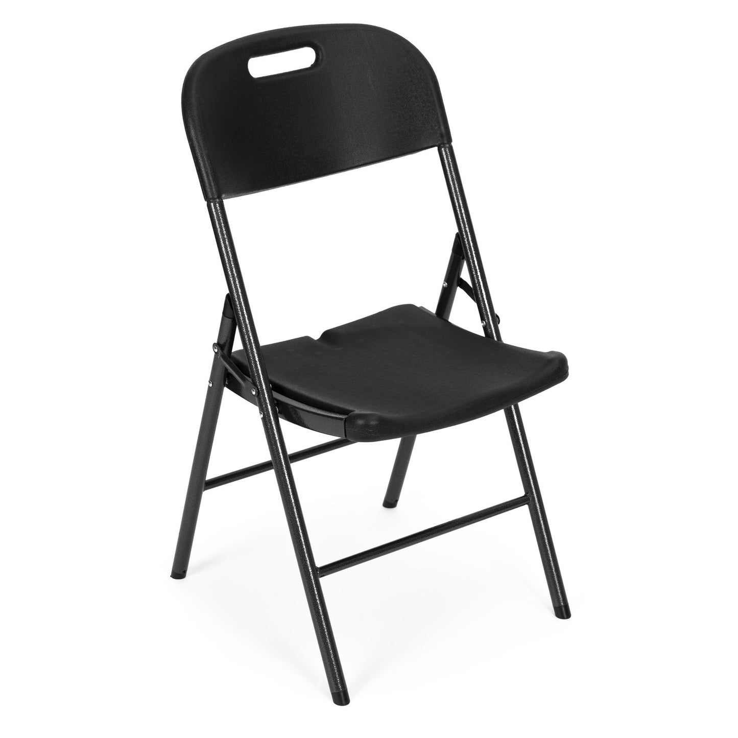 Set of 2 folding chairs, catering set, metal, HDPE, black, ModernHome