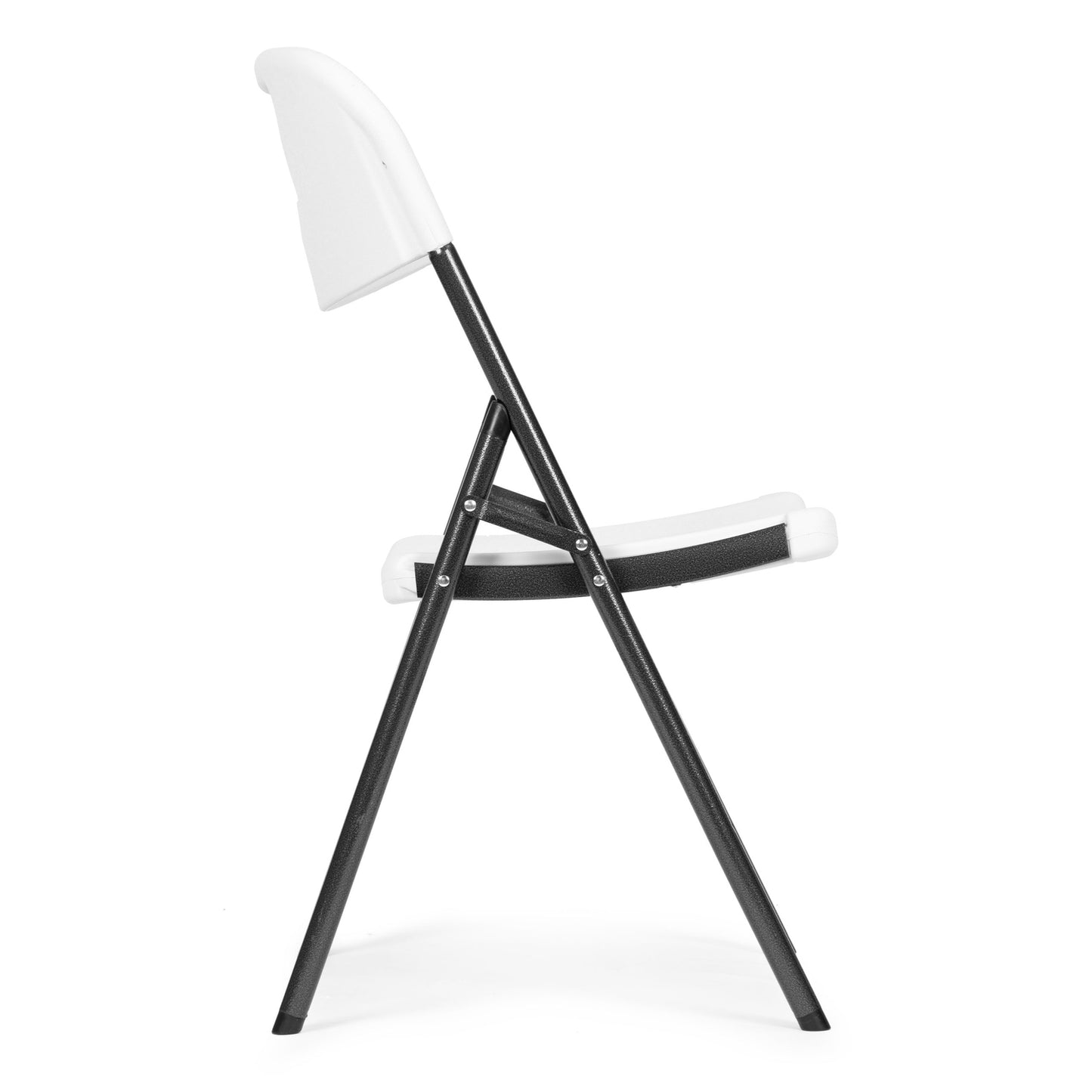 Set of 2 folding chairs, catering set, metal, HDPE, white, ModernHome