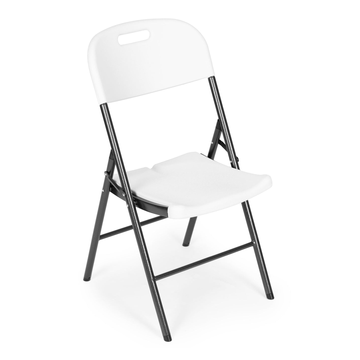 Set of 2 folding chairs, catering set, metal, HDPE, white, ModernHome