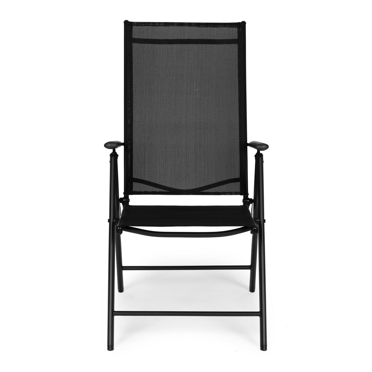 Set of 2 folding garden chairs, steel, adjustable backrest, black, MultiGarden