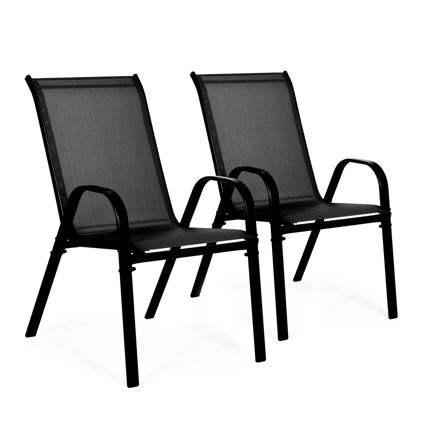 Set of 2 garden chairs for the terrace, balcony, black
