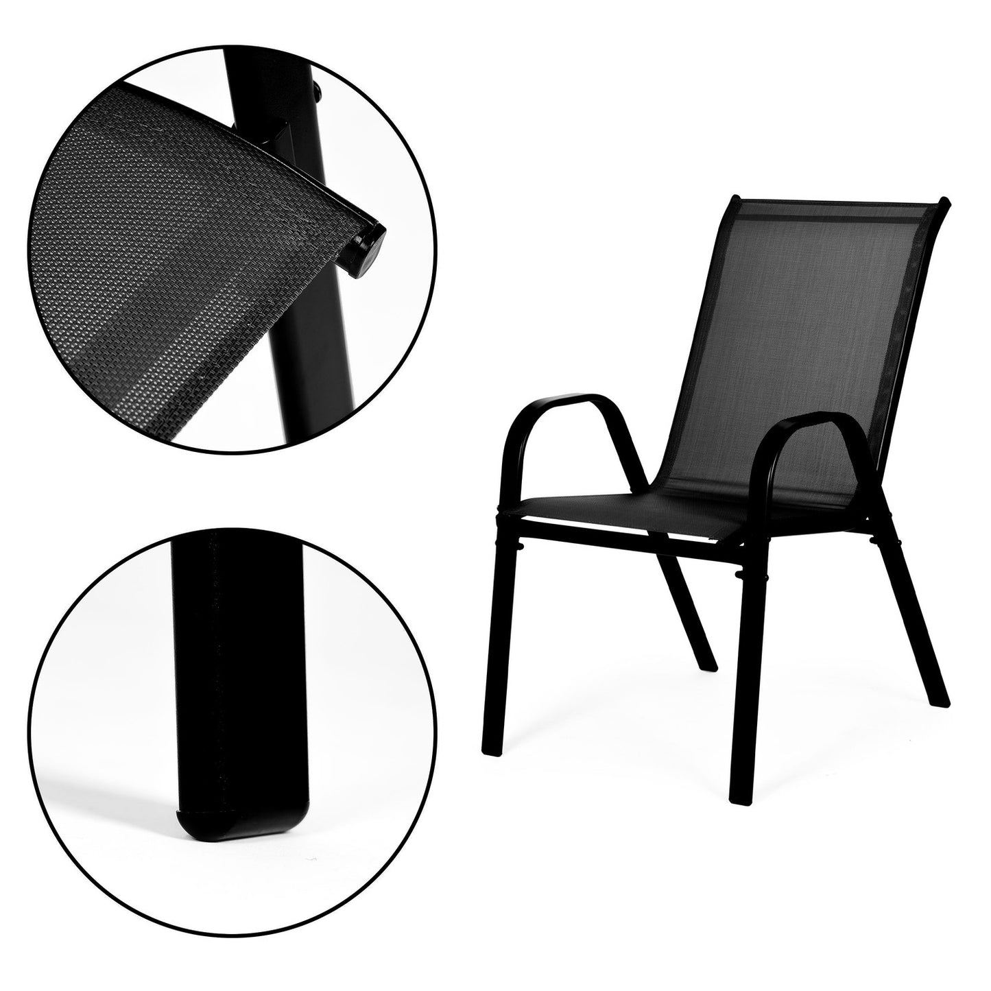 Set of 2 garden chairs for the terrace, balcony, black