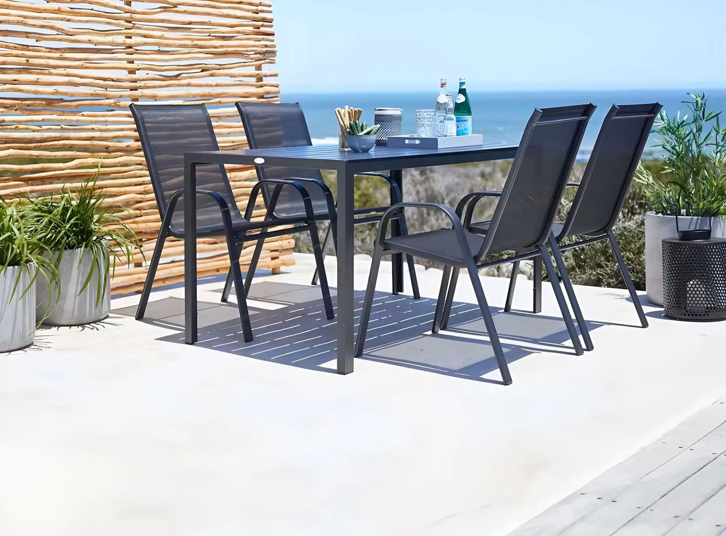 Set of 2 garden chairs for the terrace, balcony, black