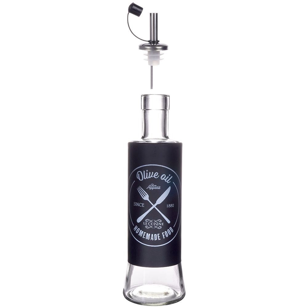 Set of 2 glass bottles for oil & vinegar with dispenser lid