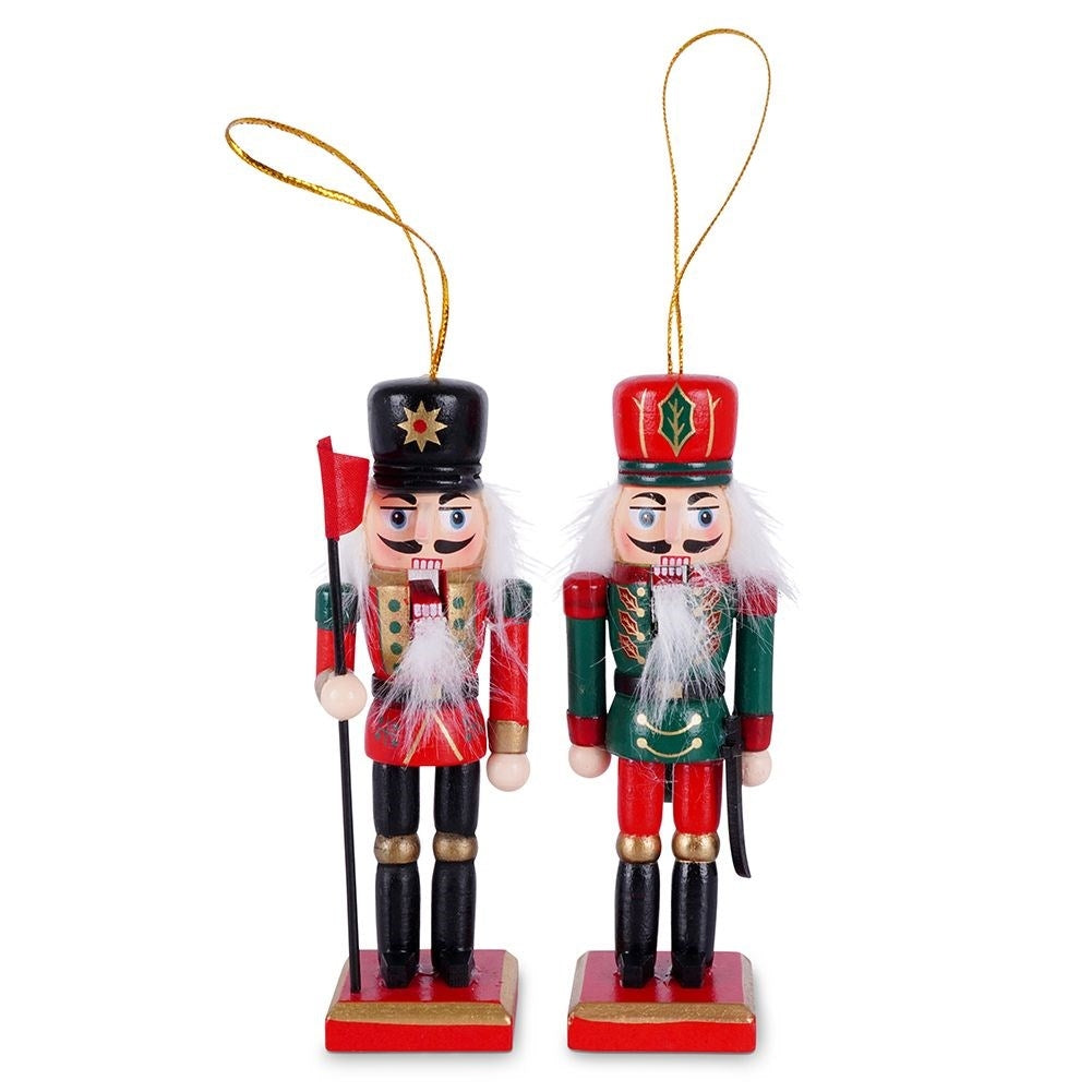 Set of 2 hand-painted nutcracker figures, 12 cm, wood