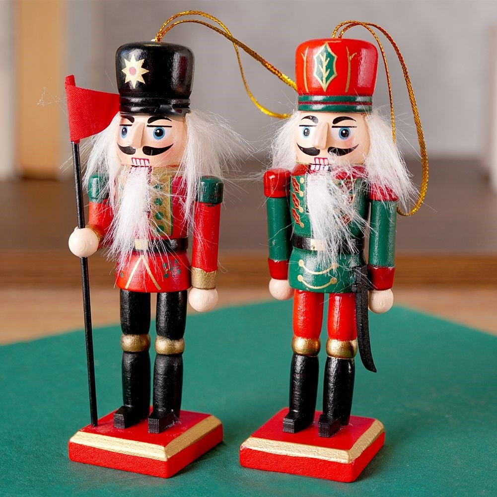 Set of 2 hand-painted nutcracker figures, 12 cm, wood