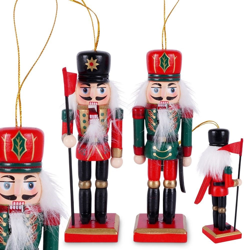 Set of 2 hand-painted nutcracker figures, 12 cm, wood
