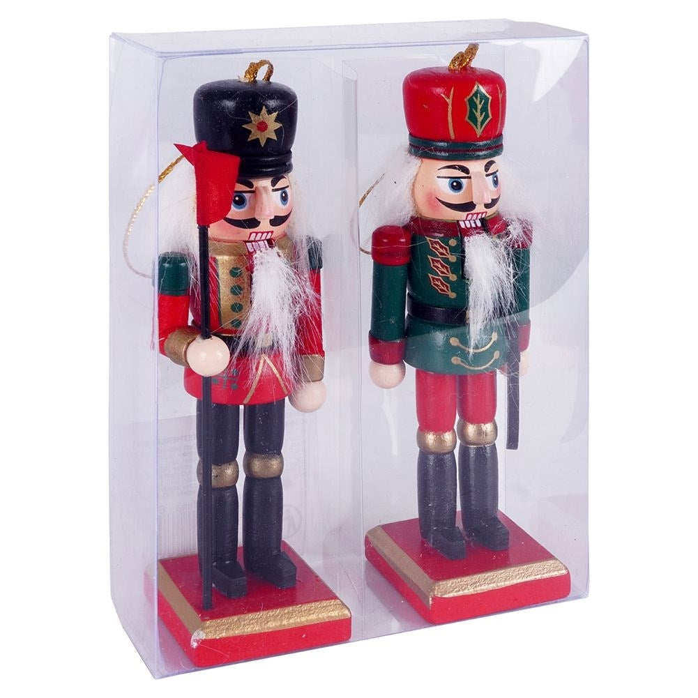 Set of 2 hand-painted nutcracker figures, 12 cm, wood