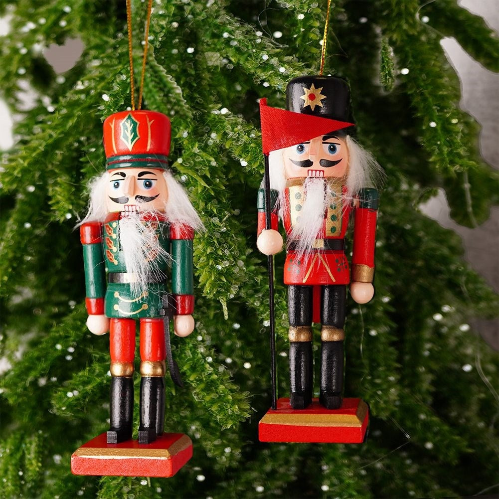 Set of 2 hand-painted nutcracker figures, 12 cm, wood