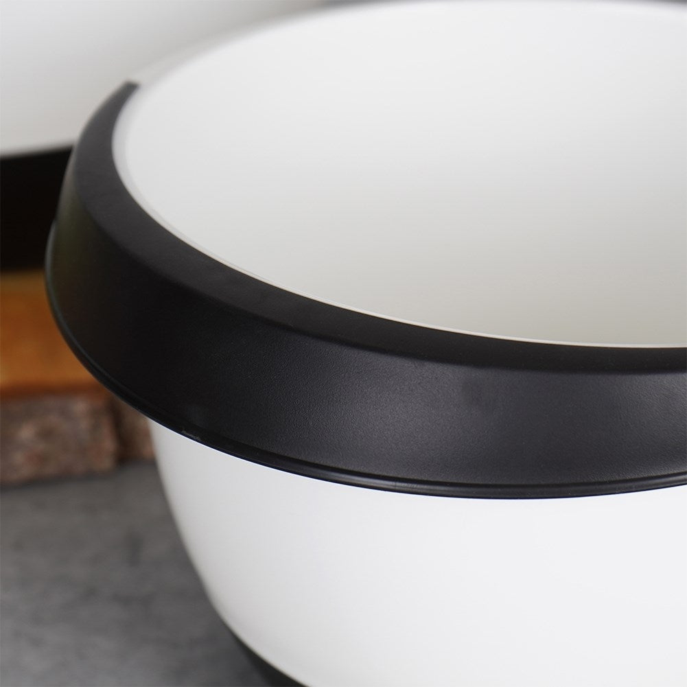 Set of 2 kitchen bowls: handle, non-slip base, 18.5 & 22.5 cm