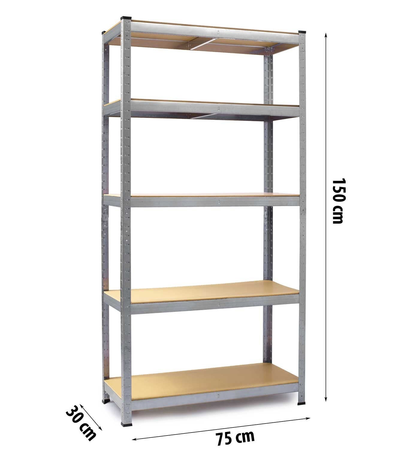 Set of 2 metal shelves for storage, 150 x 75 x 30 cm, Humberg HR-810