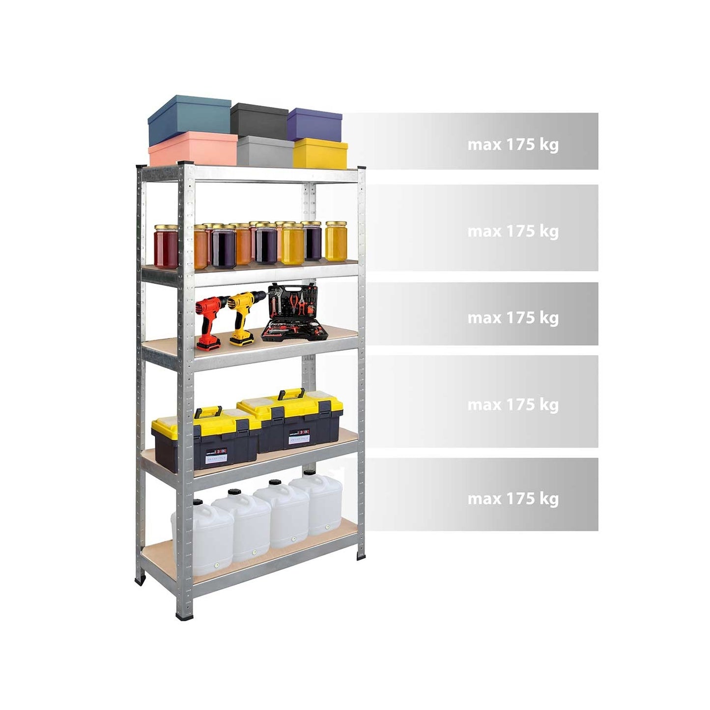 Set of 2 metal shelves for storage 180x90x40 cm Humberg HR-812