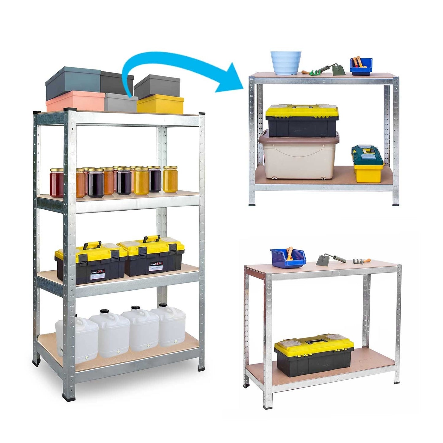 Set of 2 metal shelves for storage 180x90x40 cm Humberg HR-812