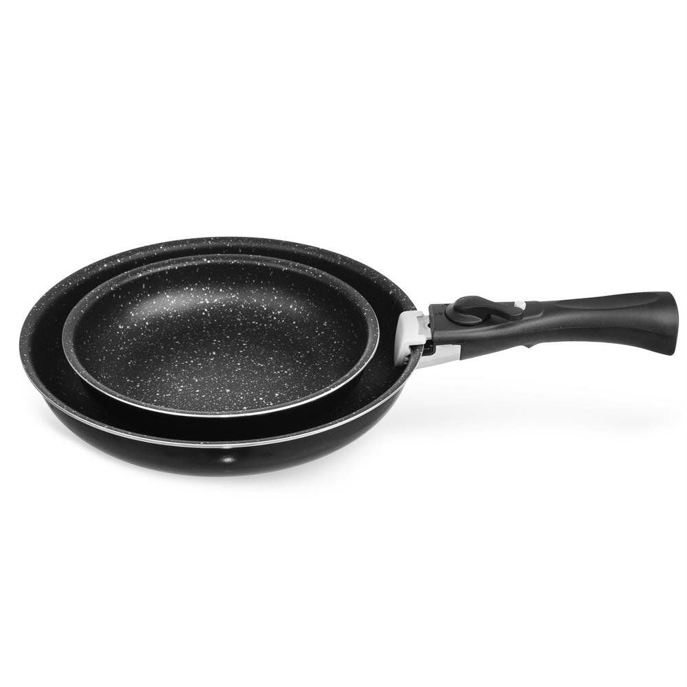 Set of 2 non-stick frying pans, removable handle, induction