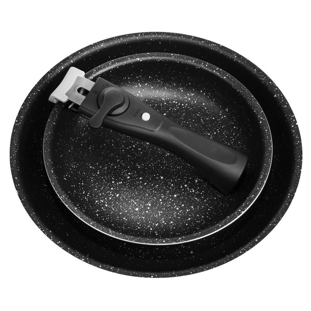 Set of 2 non-stick frying pans, removable handle, induction