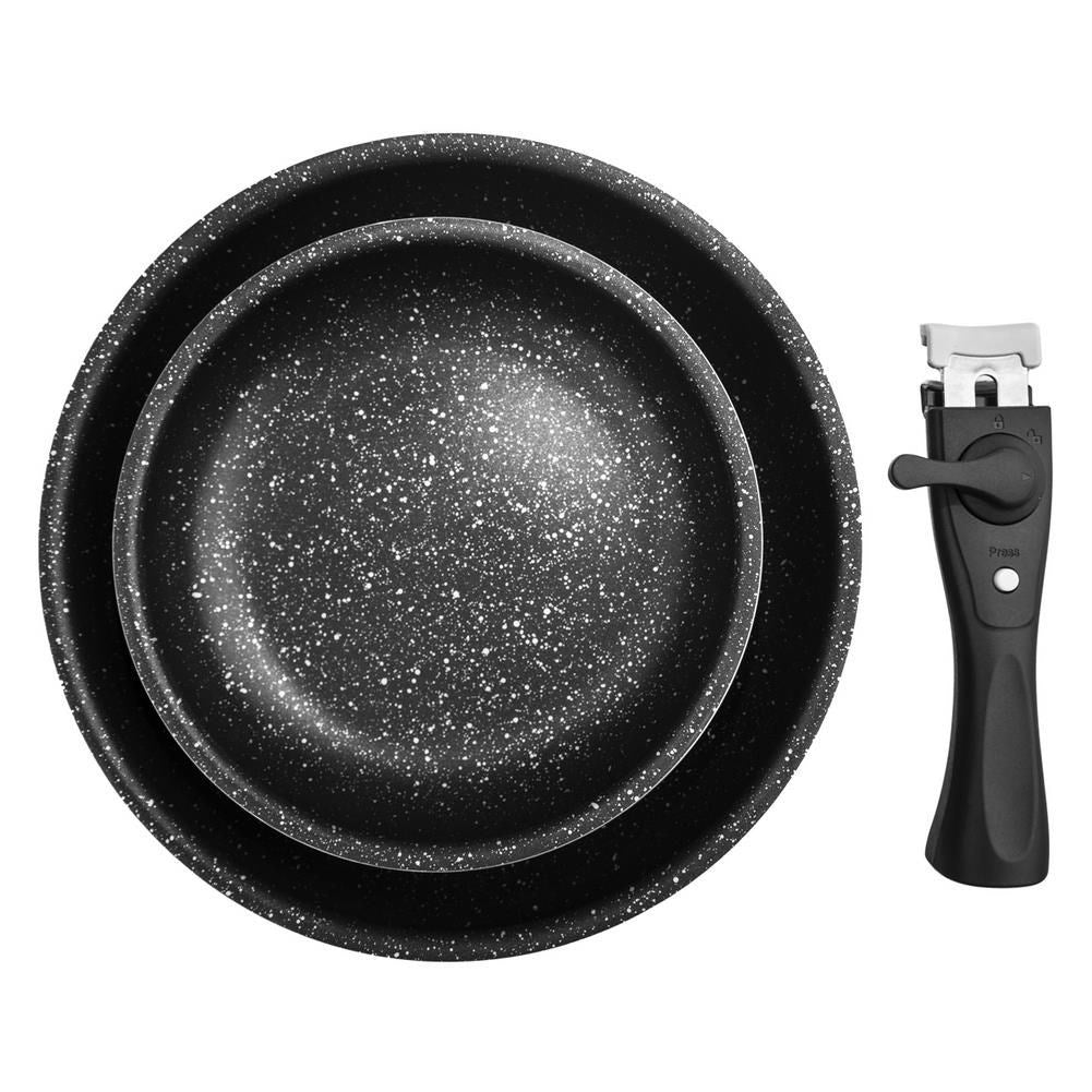 Set of 2 non-stick frying pans, removable handle, induction