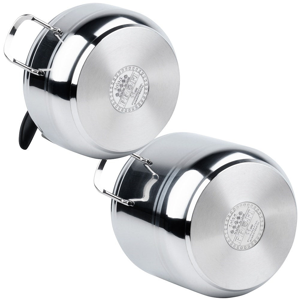 Set of 2 pressure cookers: 4 & 7L, stainless steel, safety valves