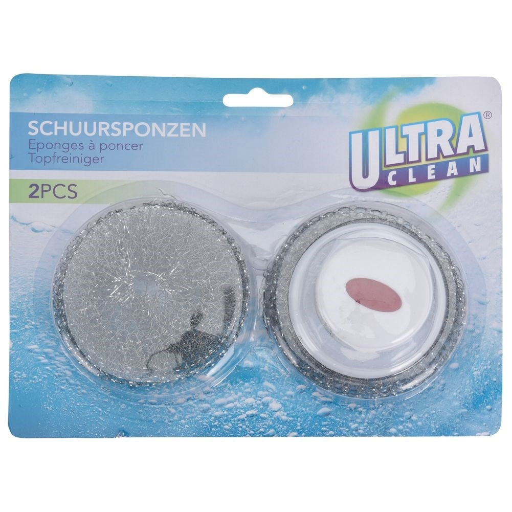 Set of 2 scouring sponges with comfortable handle