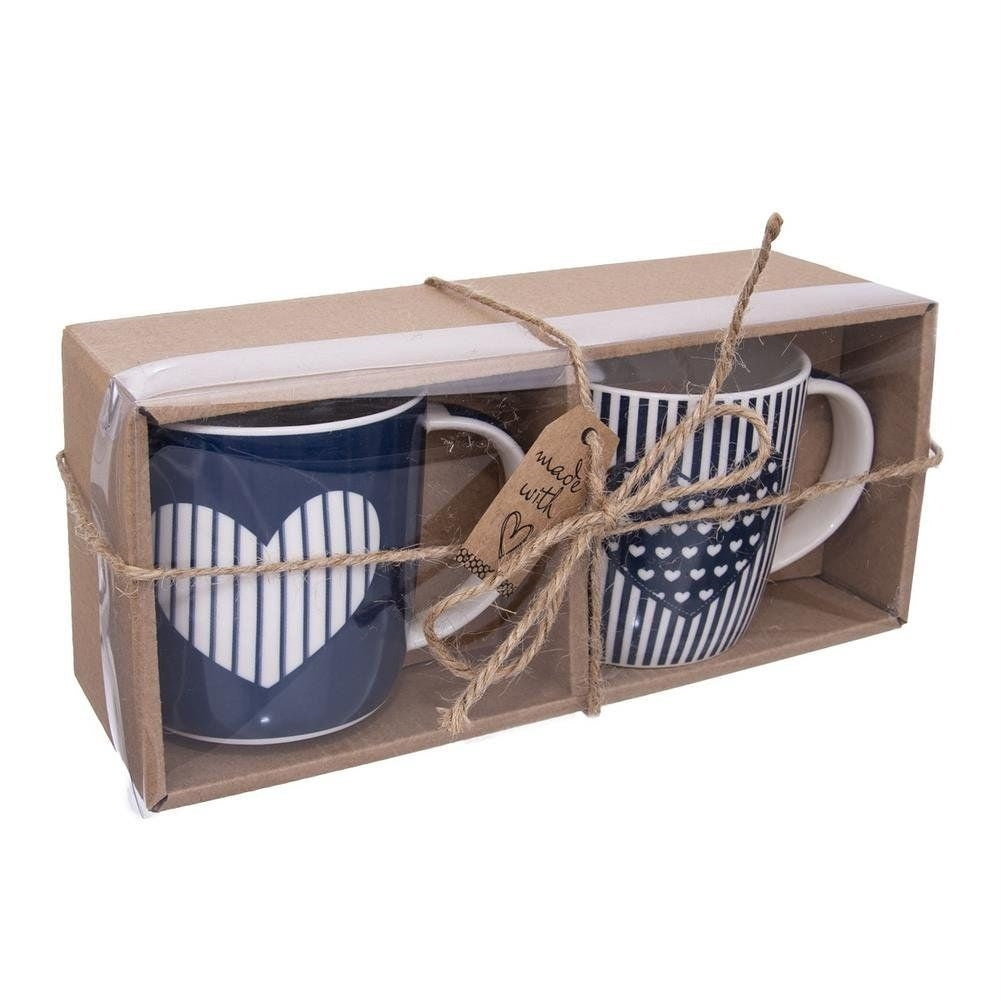 Set of 2 stylish porcelain mugs with a unique design