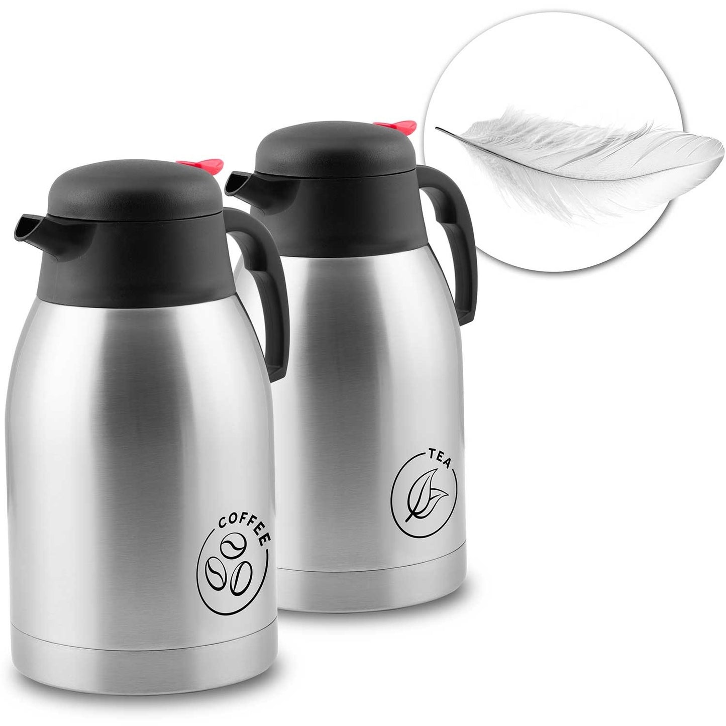 Set of 2 vacuum jugs for coffee and tea, 2 liters, Berdsen BD-780