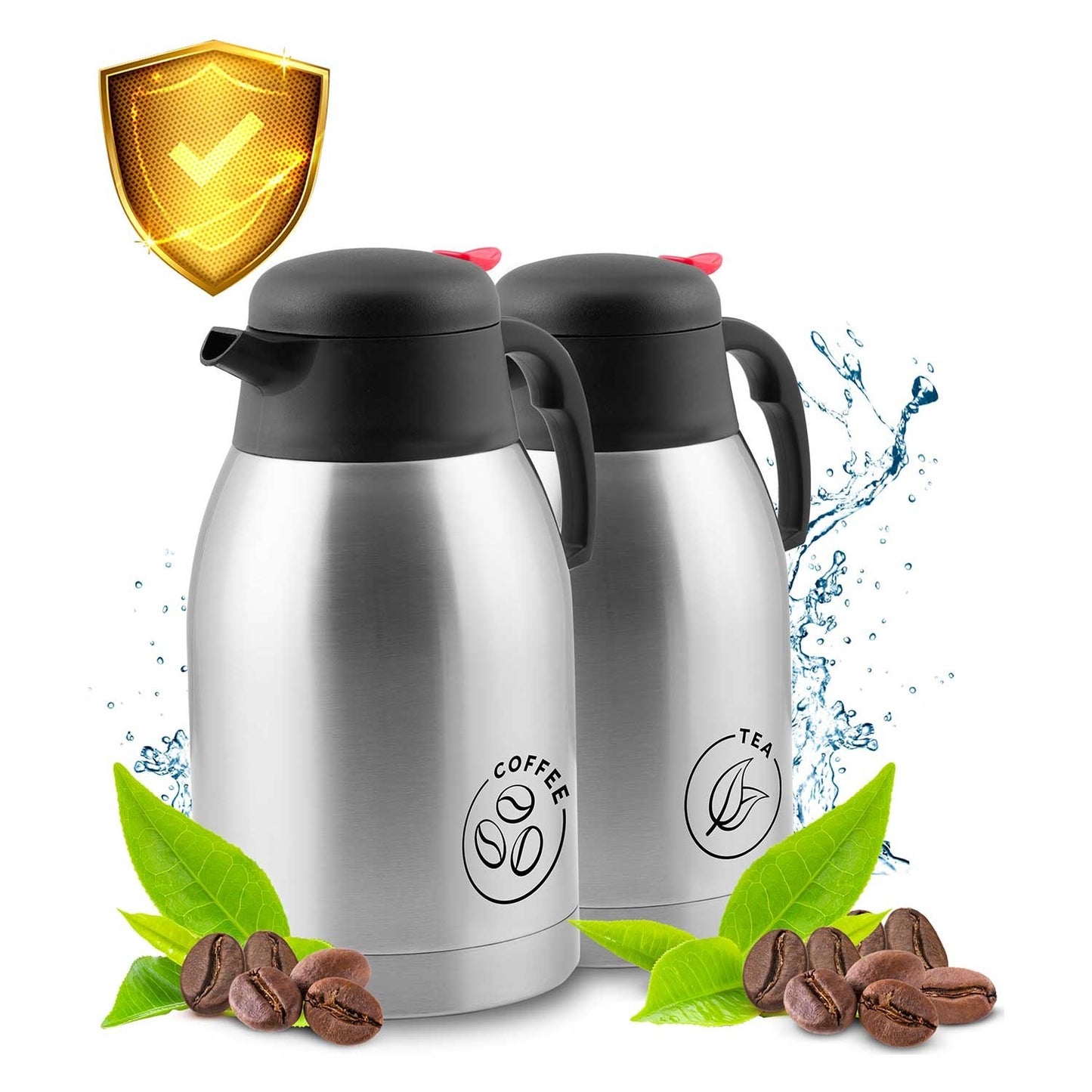Set of 2 vacuum jugs for coffee and tea, 2 liters, Berdsen BD-780