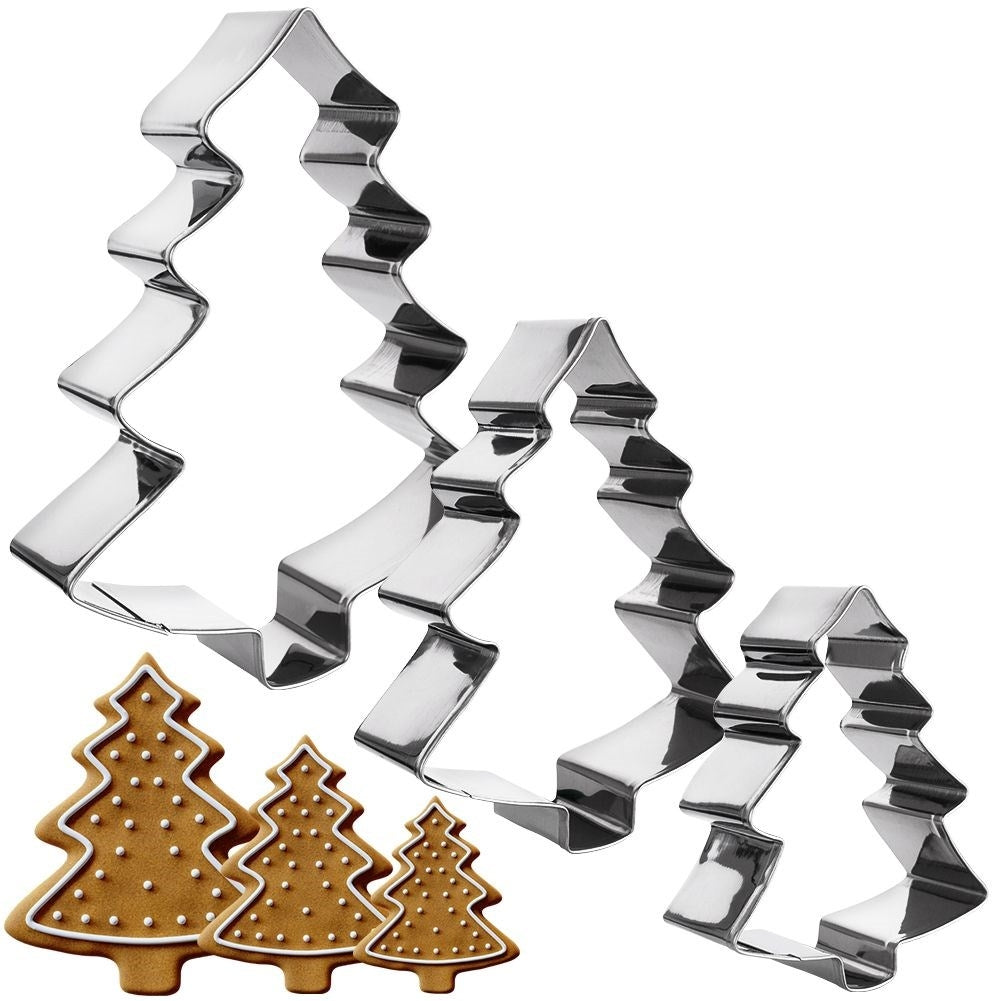Set of 3 Christmas molds in stainless steel for gingerbread cookies