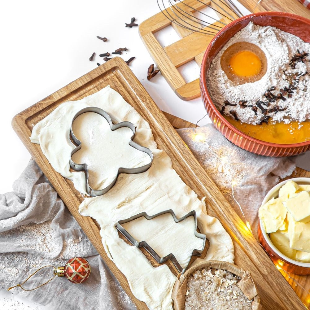 Set of 3 Christmas molds in stainless steel for gingerbread cookies