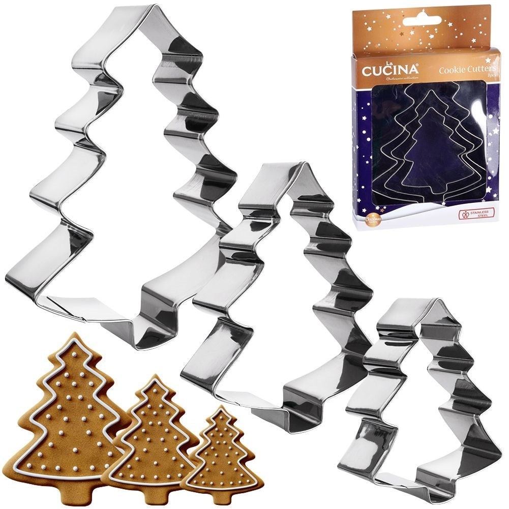 Set of 3 Christmas molds in stainless steel for gingerbread cookies