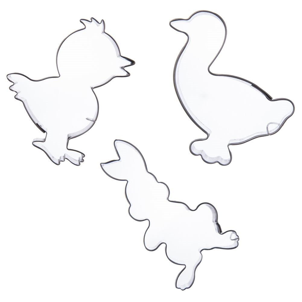 Set of 3 Easter molds in stainless steel: chicken, rabbit, duck