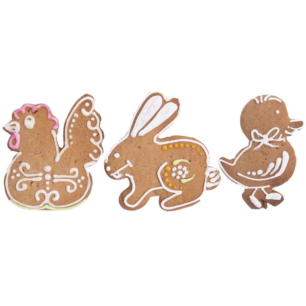 Set of 3 Easter molds in stainless steel: chicken, rabbit, hen