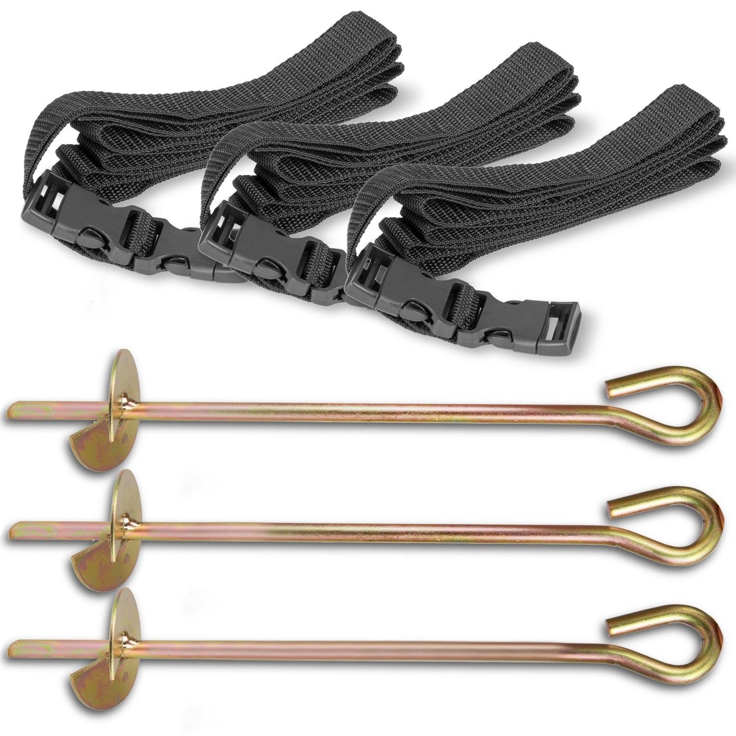 Set of 3 anchors for mounting a garden trampoline