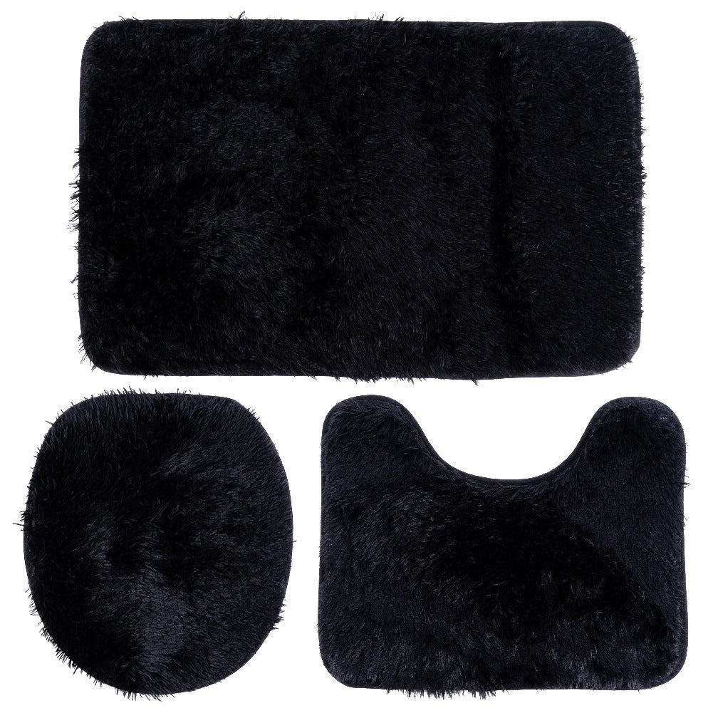 Set of 3 black bathroom mats