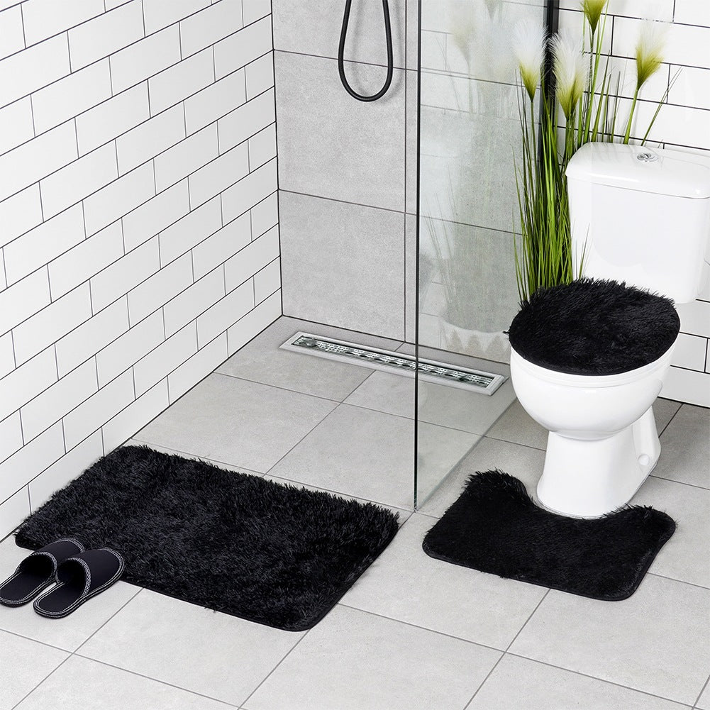 Set of 3 black bathroom mats