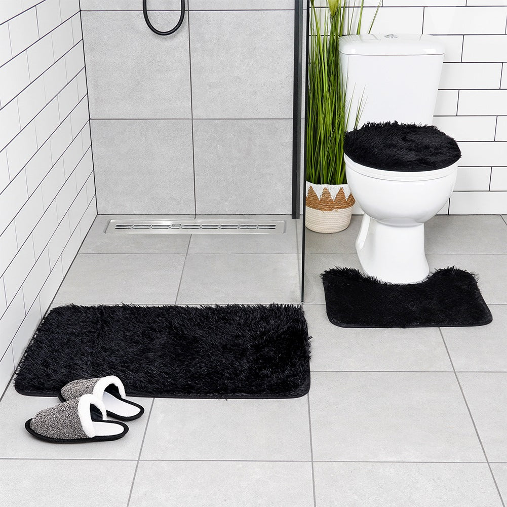 Set of 3 black bathroom mats
