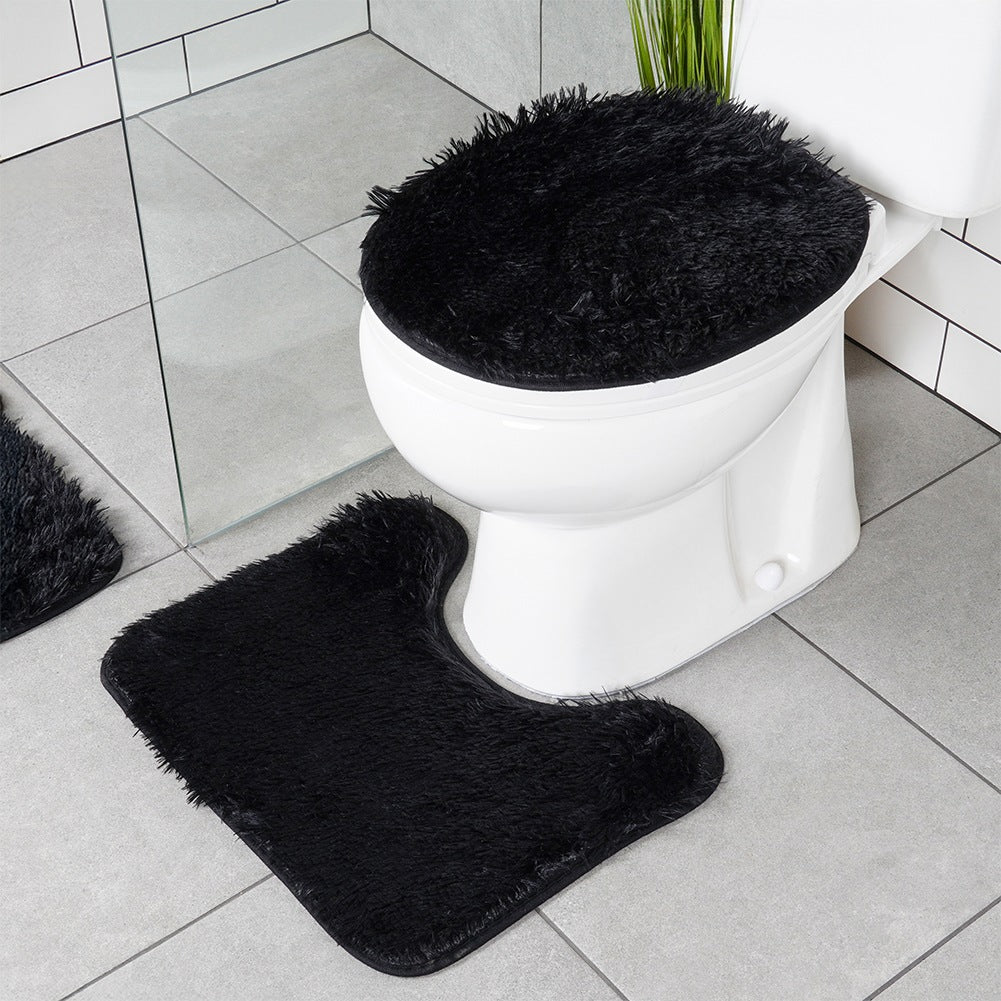 Set of 3 black bathroom mats