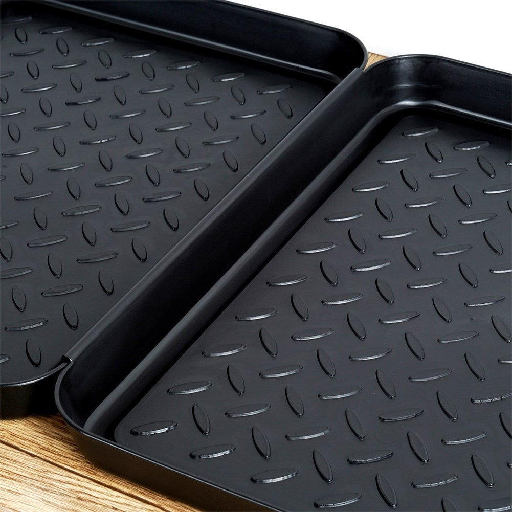 Set of 3 black durable shoe mats, connectable
