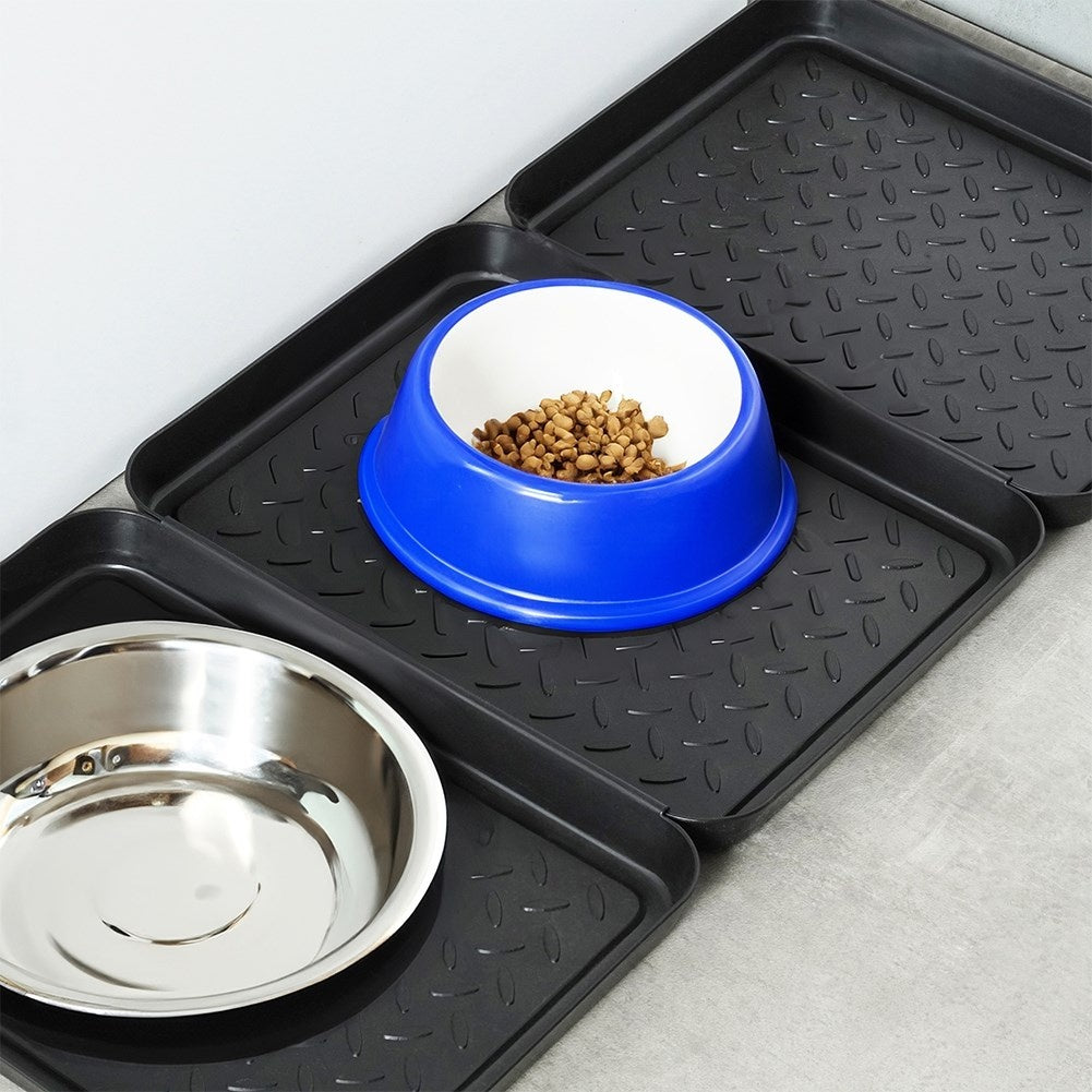 Set of 3 black durable shoe mats, connectable