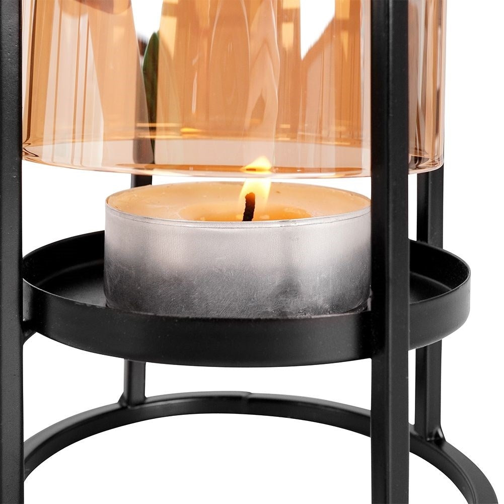 Set of 3 black metal candlesticks for tealights and regular candles