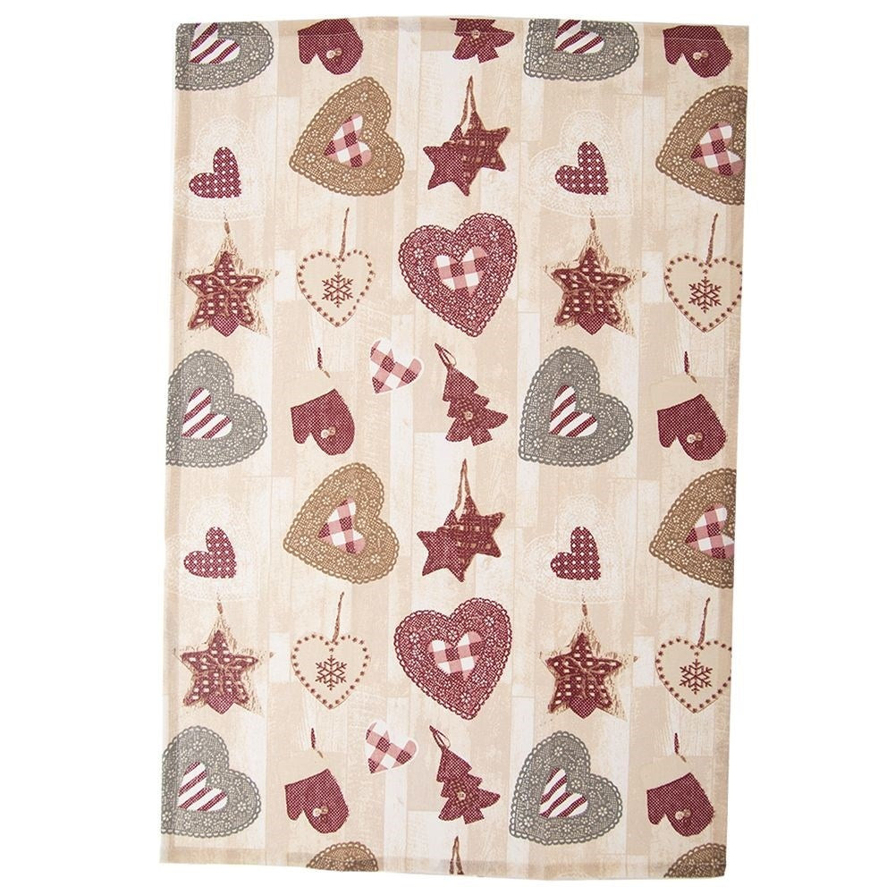 Set of 3 cotton towels in festive patterns