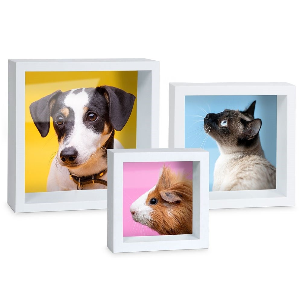 Set of 3 deep white photo frames in different sizes